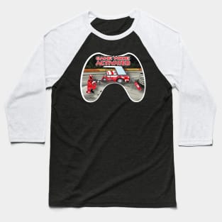 Red Race track Game Mode Activated White Trim Baseball T-Shirt